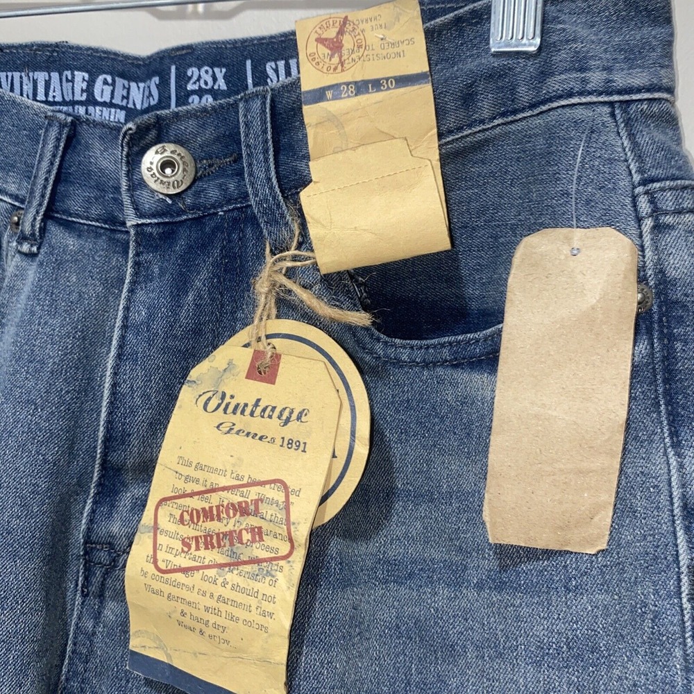 NWT Vintage Genes Lived in Denim Men's Slim Fit Jeans Comfort Stretch, 28x30 - Picture 9 of 12